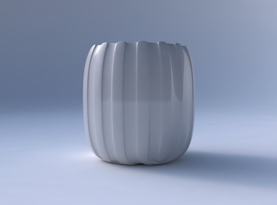 Bowl cylindrical with smooth vertical ribbons 3D print model_4