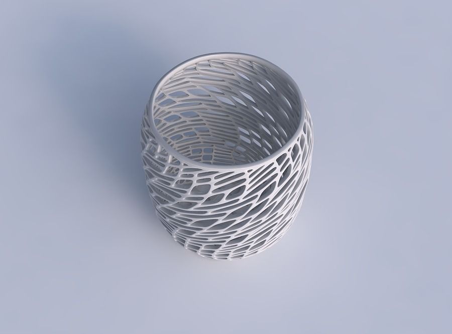 Bowl cylindrical with twisted lattice tiles 3D print model_1