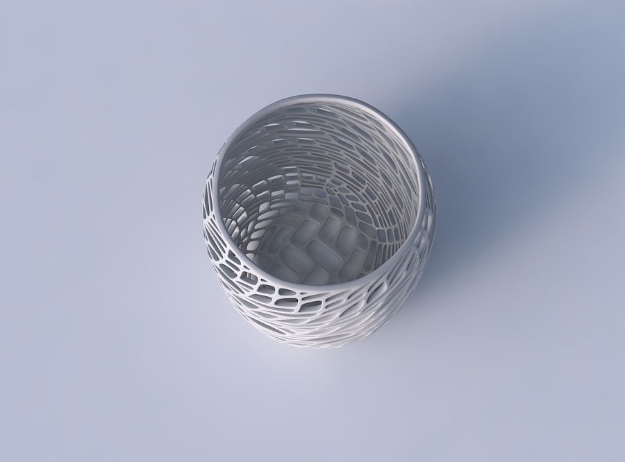 Bowl cylindrical with twisted lattice tiles 3D print model_2