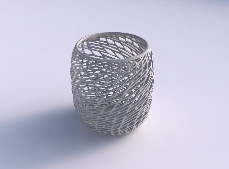 Bowl cylindrical with twisted lattice tiles 3D print model_0