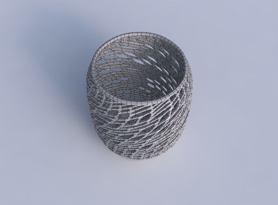 Bowl cylindrical with twisted lattice tiles 3D print model_6