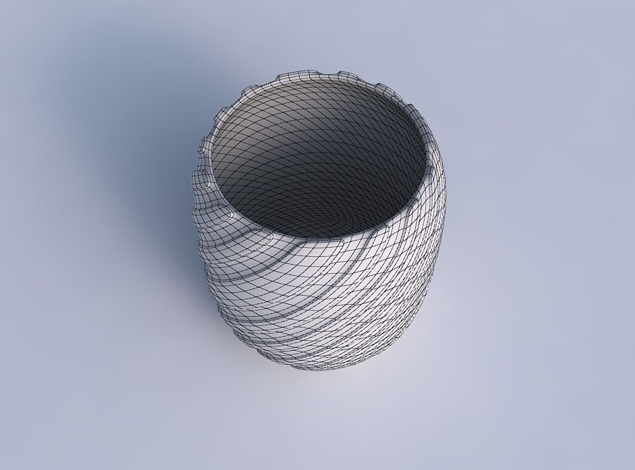 Bowl cylindrical with twisted smooth ribbons 3D print model_6