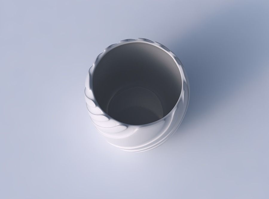 Bowl cylindrical with twisted smooth ribbons 3D print model_2