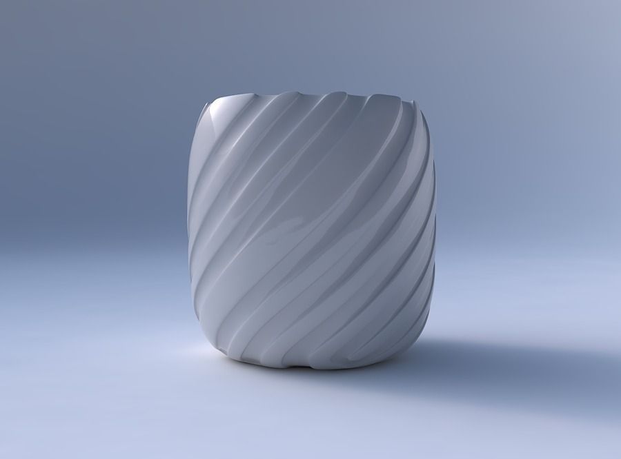 Bowl cylindrical with twisted smooth ribbons 3D print model_4