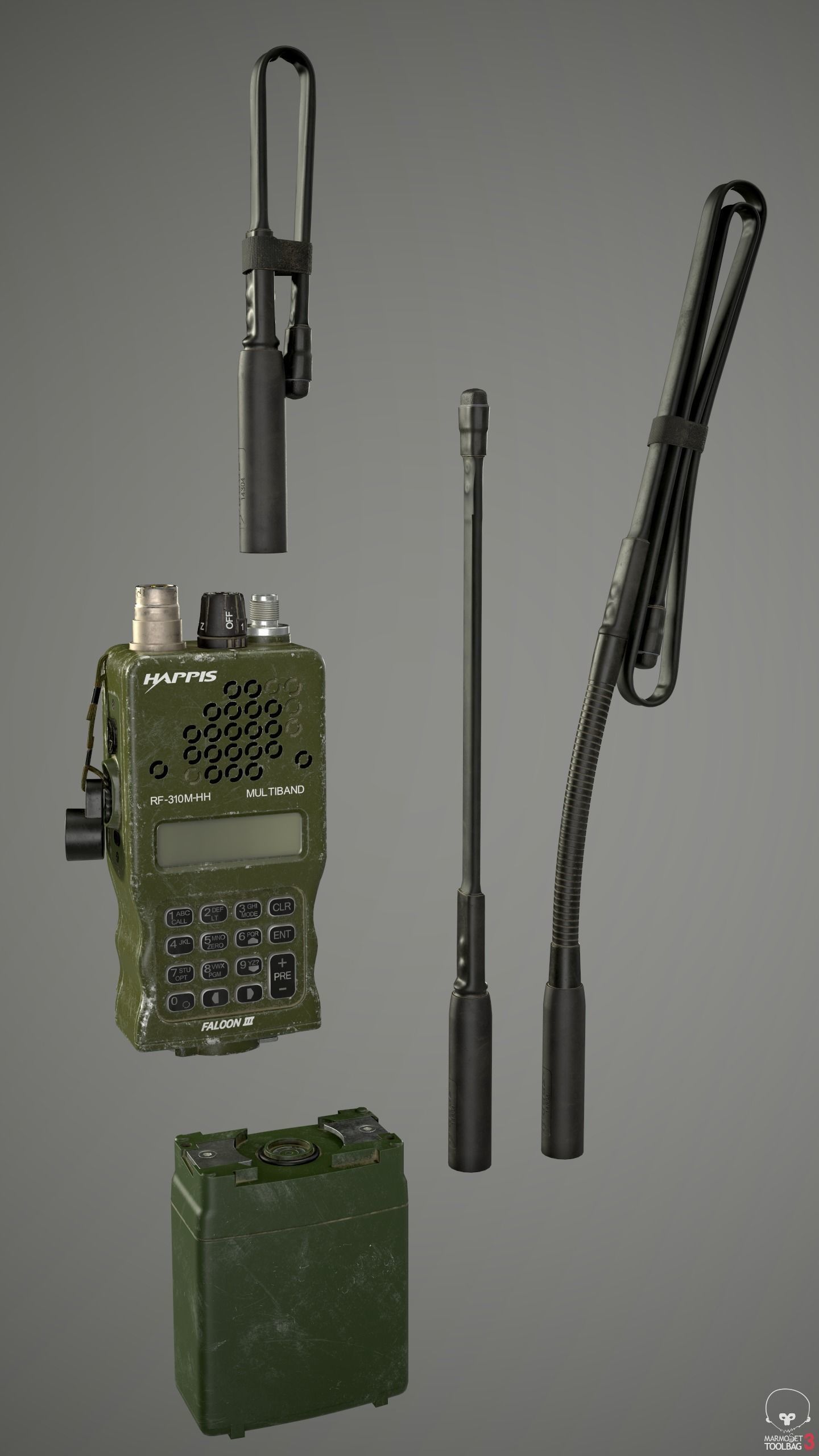 Military Radio AN PRC-152 Low-poly 3D model_13