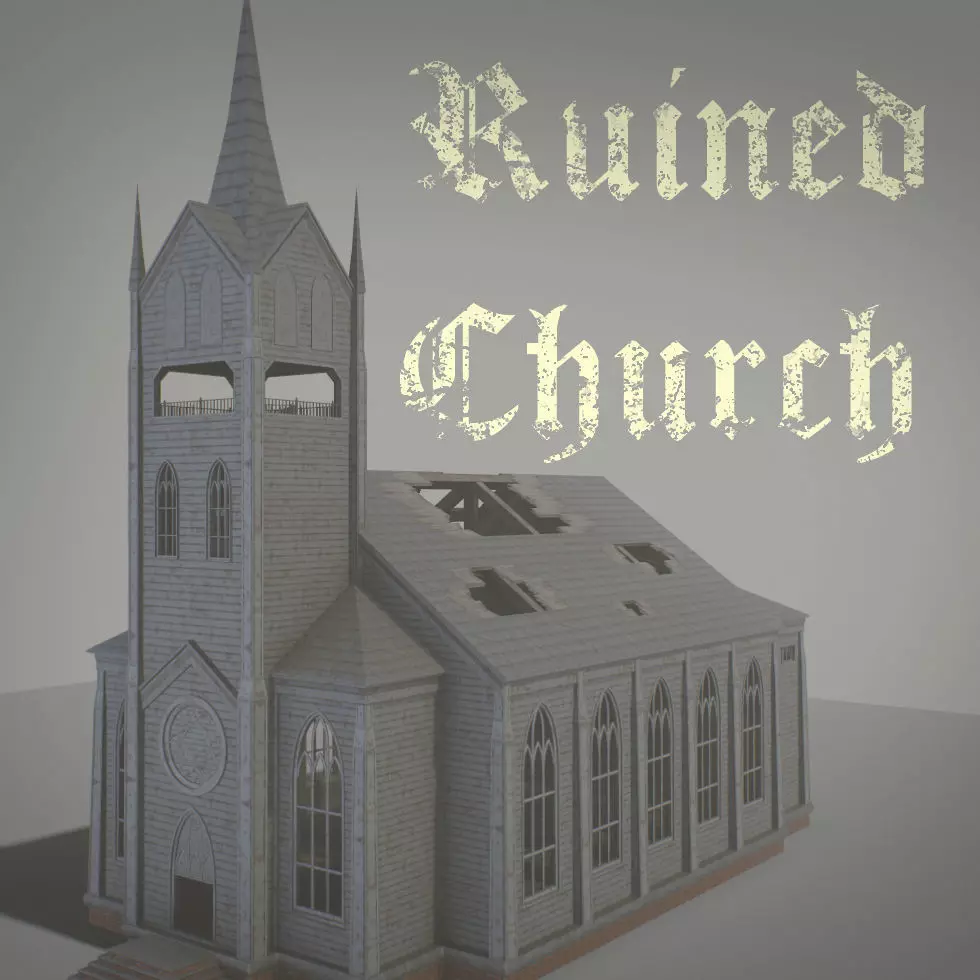 Ruined Church Low-poly 3D model_0