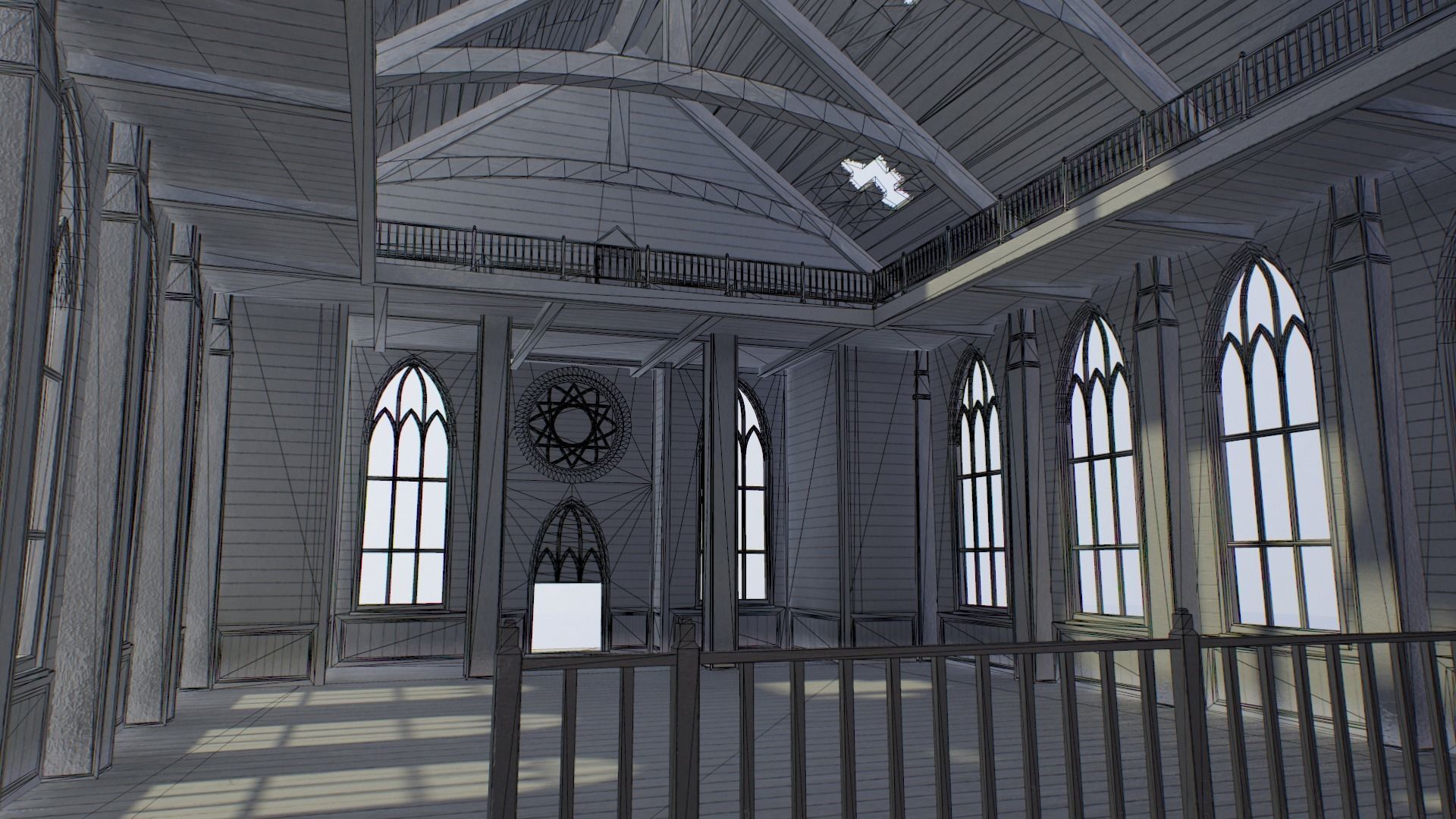 Ruined Church Low-poly 3D model_11