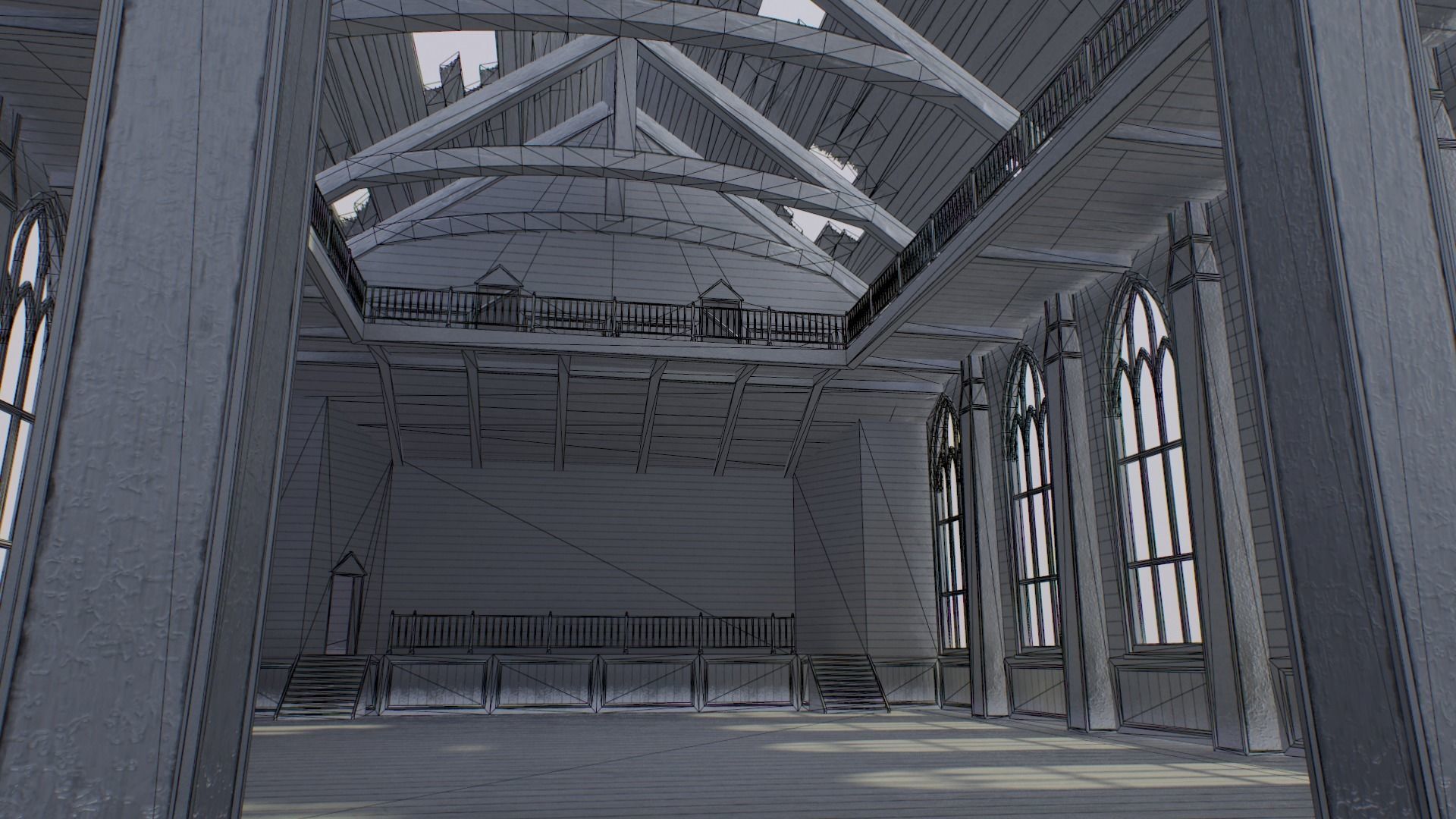 Ruined Church Low-poly 3D model_9