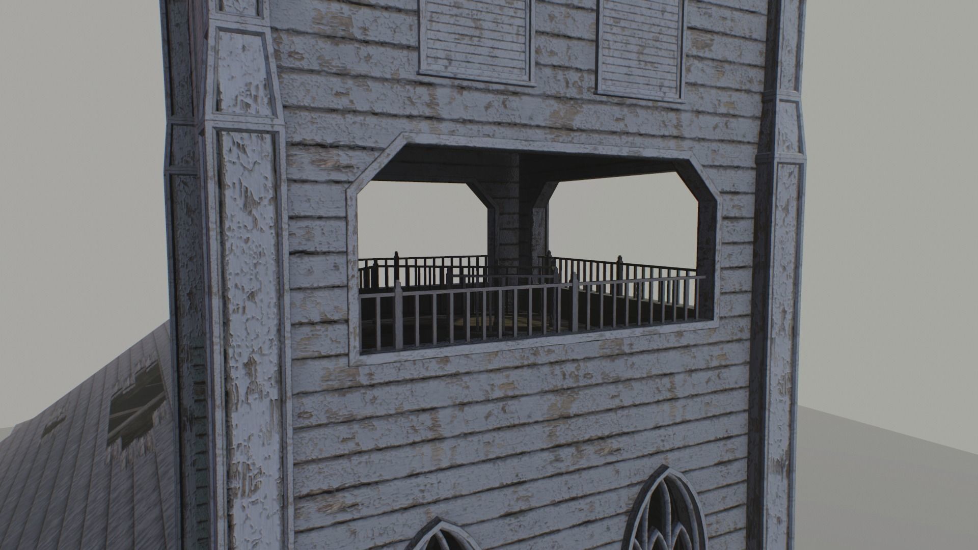 Ruined Church Low-poly 3D model_6