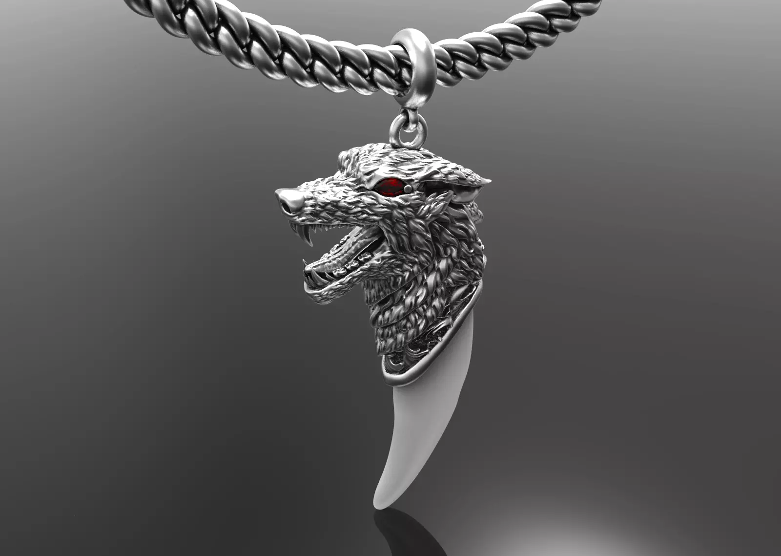 Wolf tooth pendant 3D print model_0
