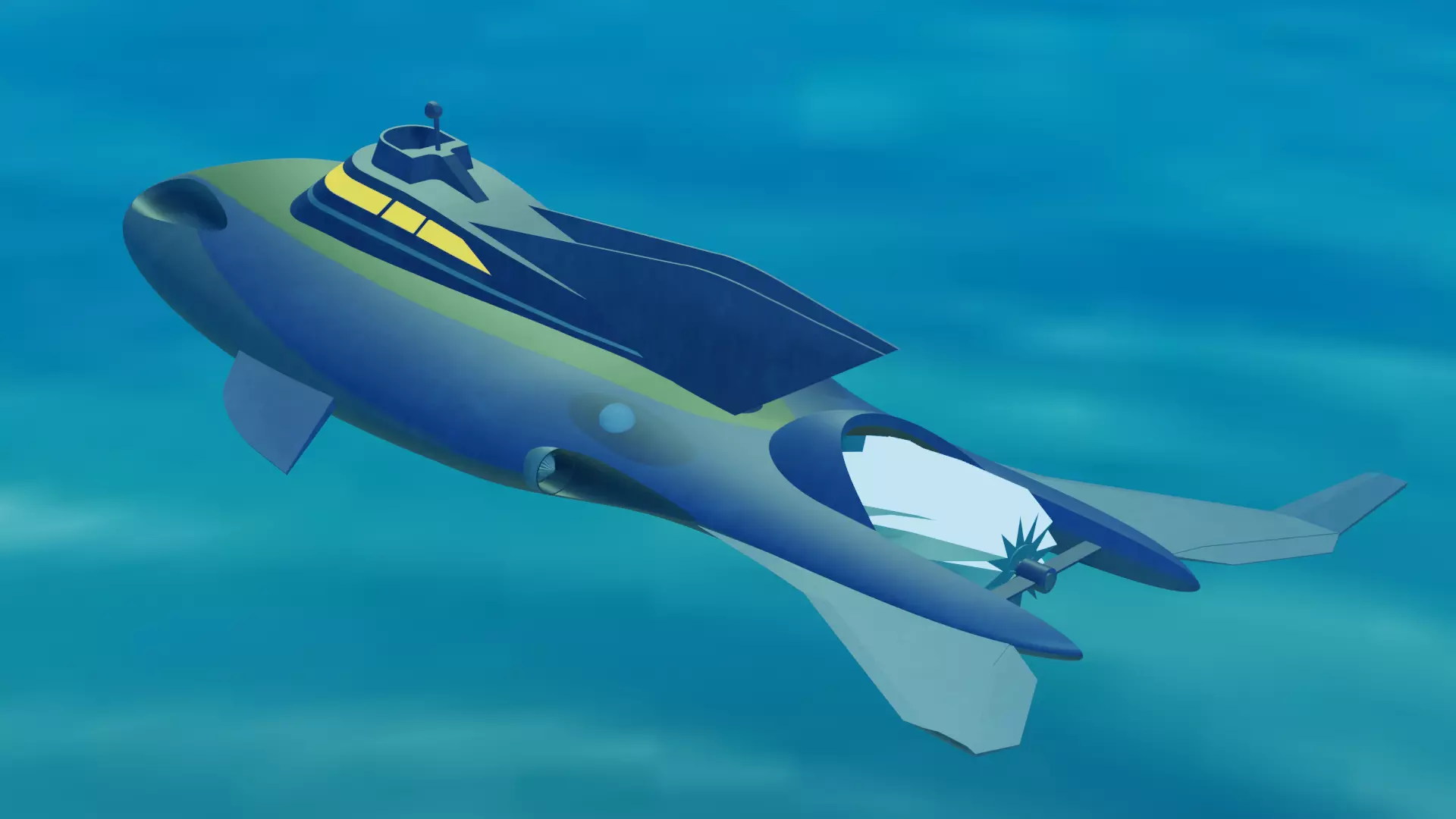 Stringray submarine flying in sky Free 3D model