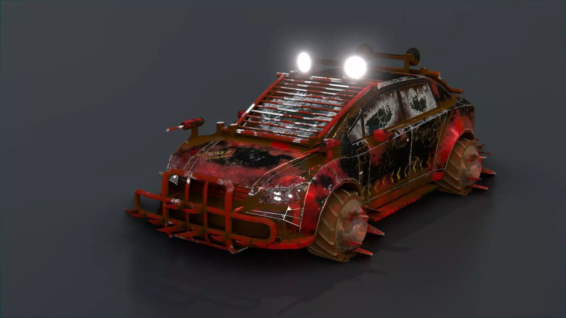 Affekta A212 Apocalyptic Cyberpunk Zombie killer car lowpoly PBR Low-poly 3D model_0