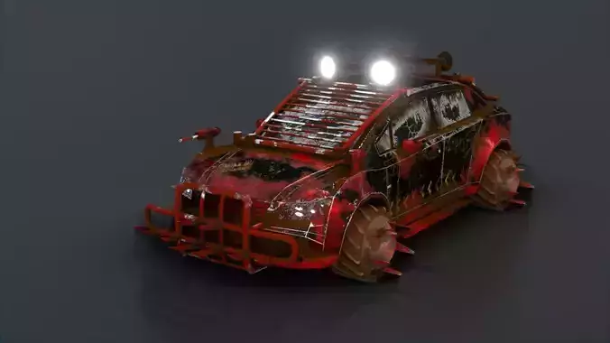 Affekta A212 Apocalyptic Cyberpunk Zombie killer car lowpoly PBR Low-poly 3D model