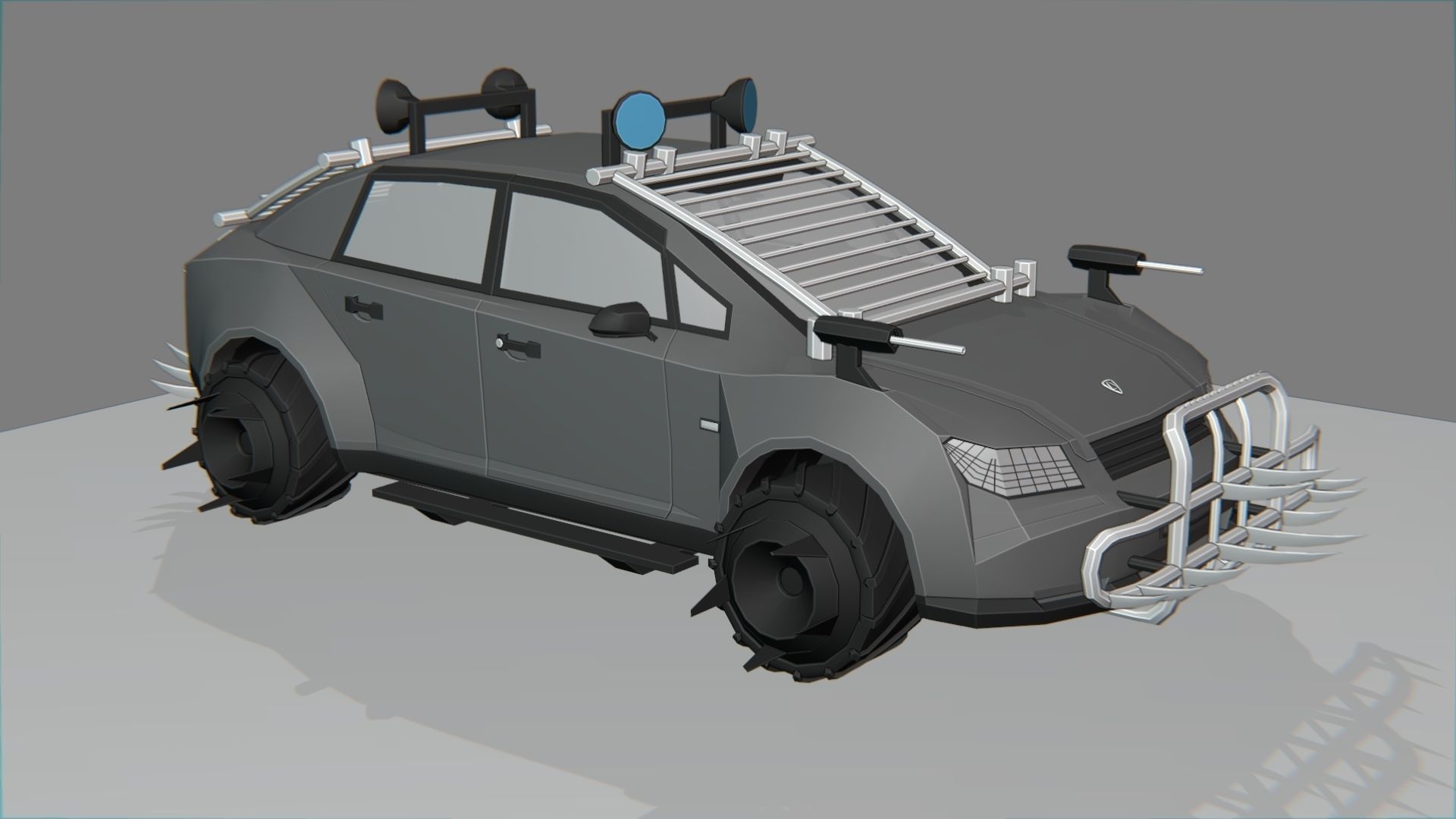 Affekta A212 Apocalyptic Cyberpunk Zombie killer car lowpoly PBR Low-poly 3D model_10