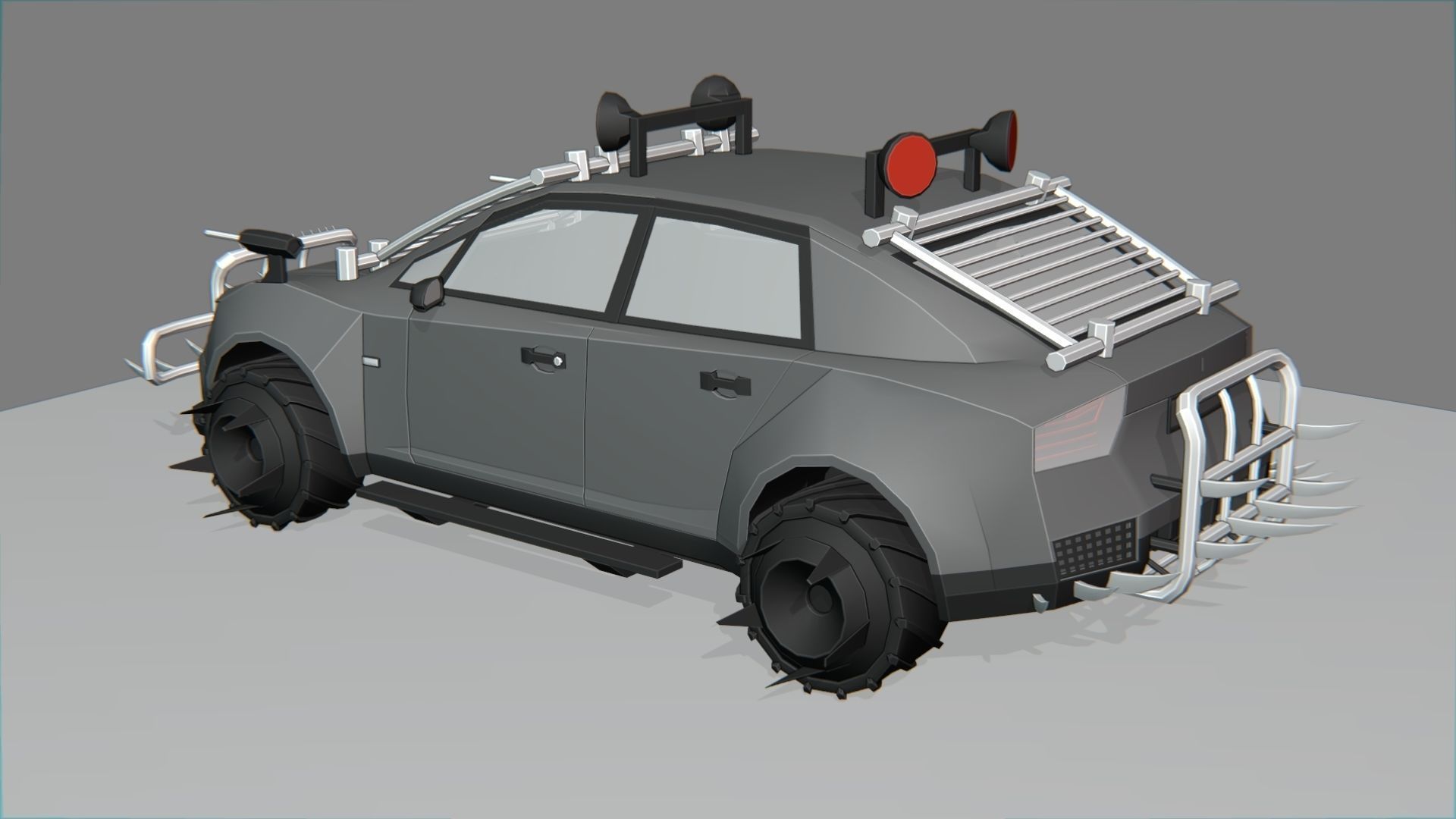 Affekta A212 Apocalyptic Cyberpunk Zombie killer car lowpoly PBR Low-poly 3D model_11