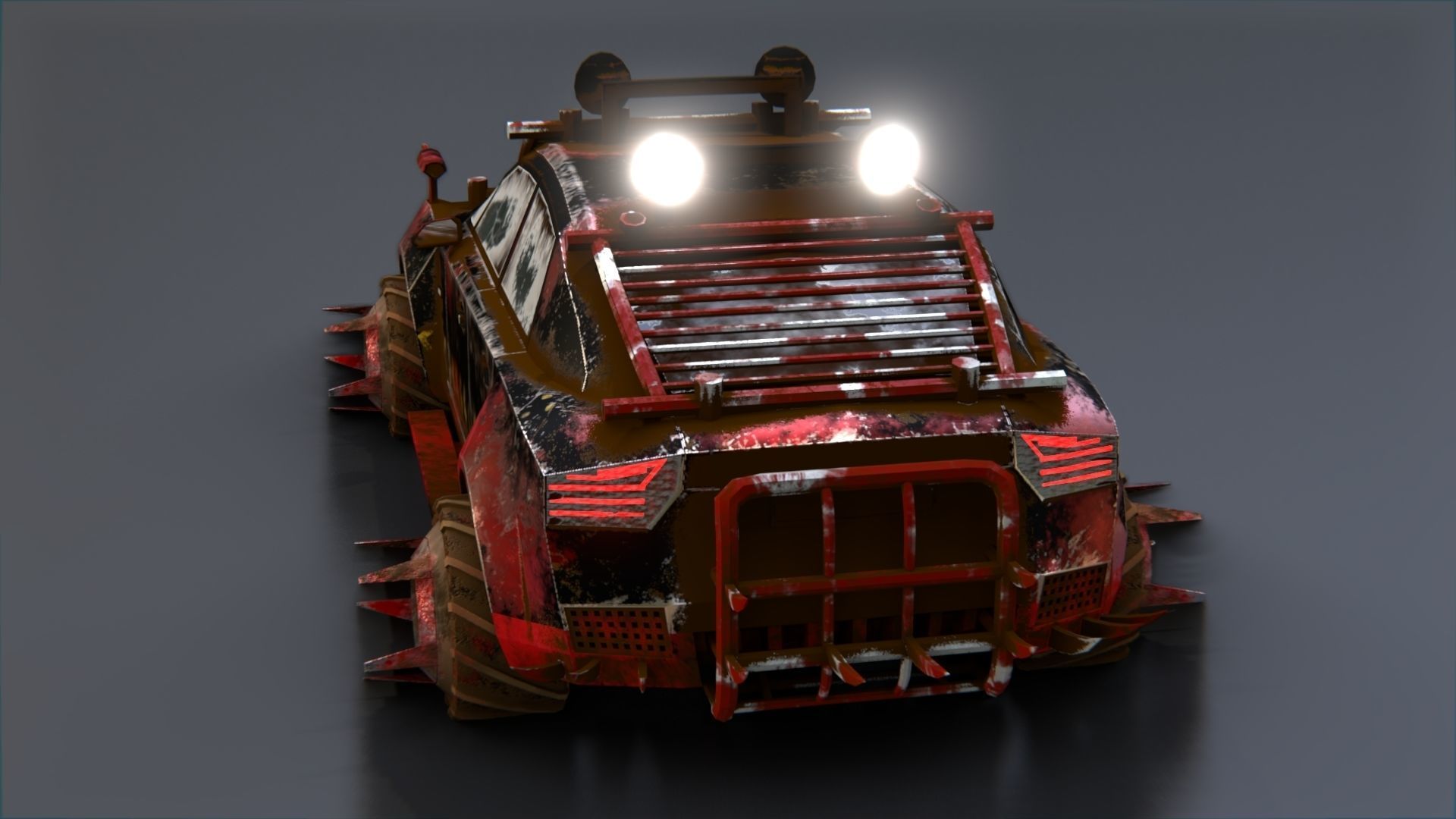 Affekta A212 Apocalyptic Cyberpunk Zombie killer car lowpoly PBR Low-poly 3D model_5