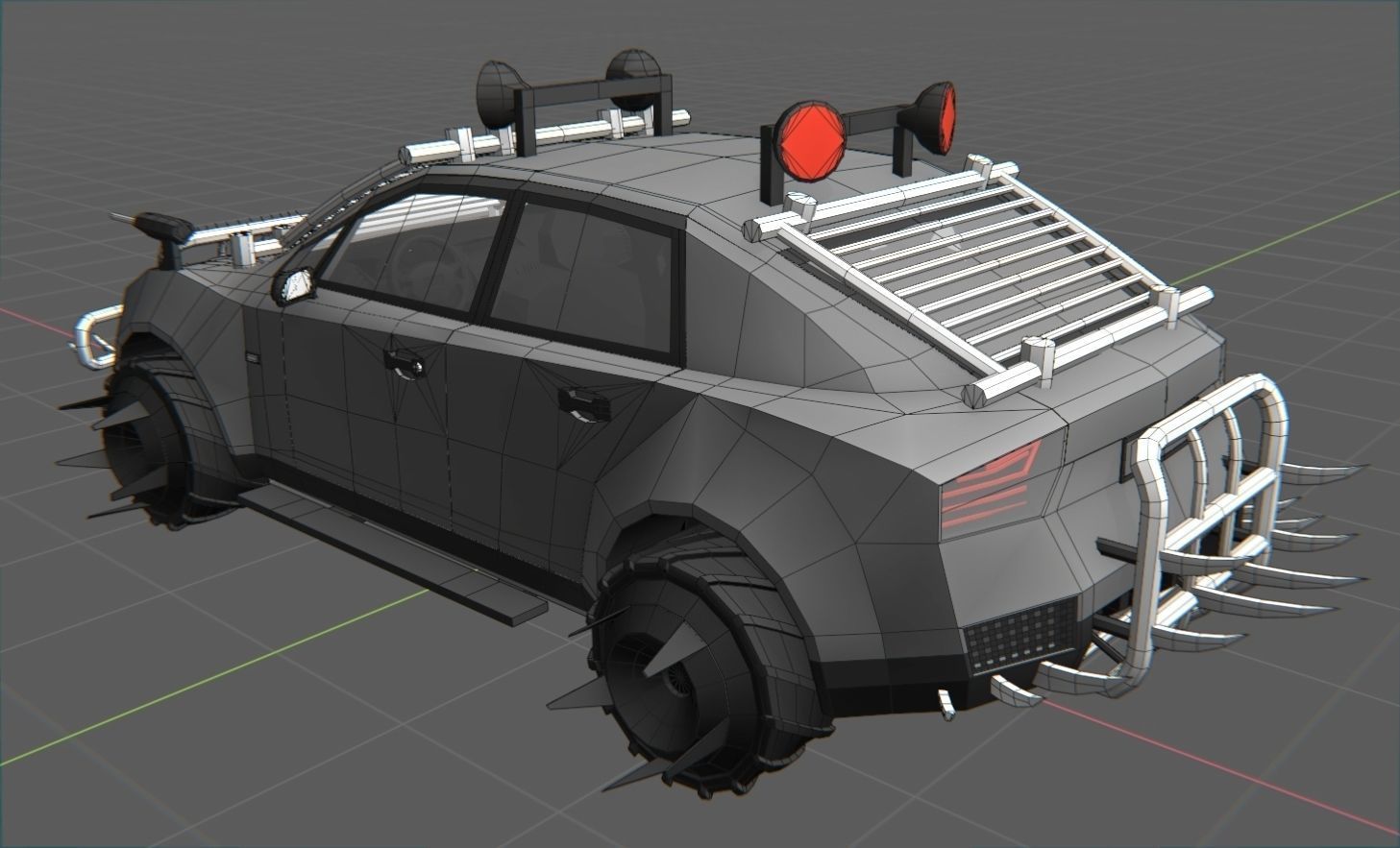 Affekta A212 Apocalyptic Cyberpunk Zombie killer car lowpoly PBR Low-poly 3D model_13