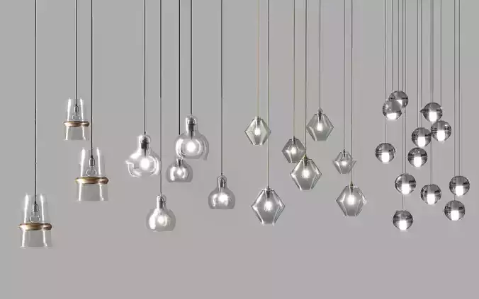 Vertical chandeliers lamp 3D model