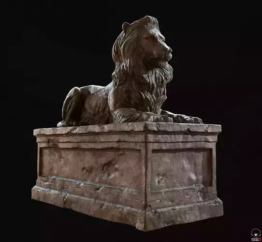 Lion Tomb PBR Low-poly 3D model