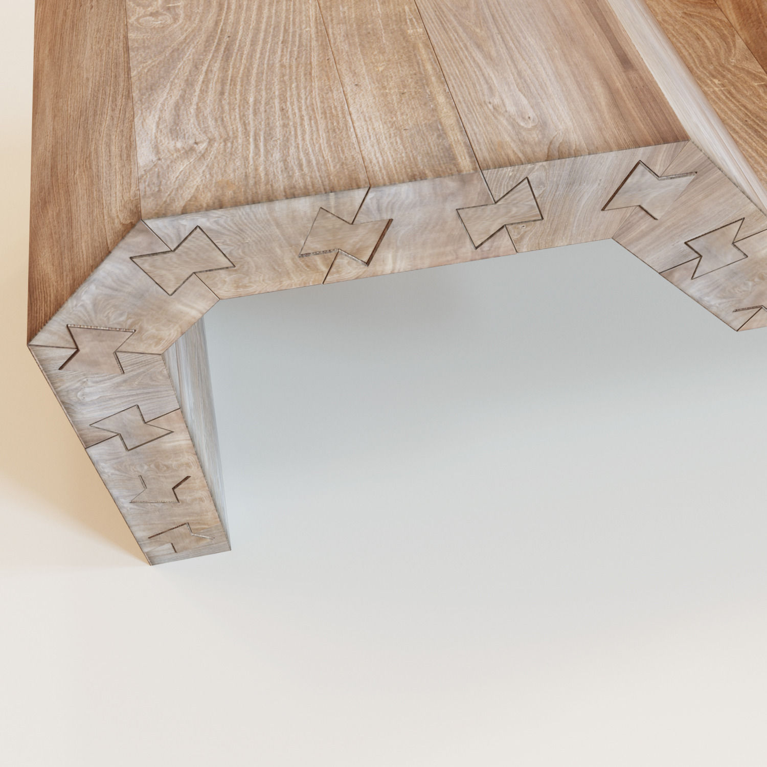 Swallow coffee table made out of wood Low-poly 3D model_4