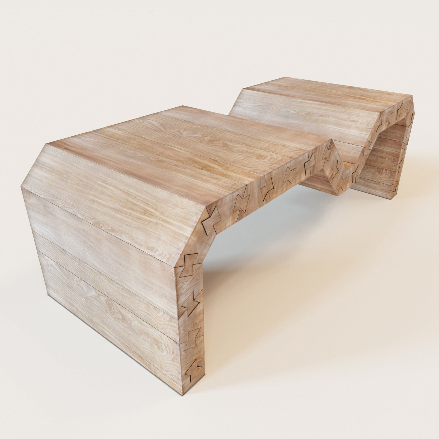 Swallow coffee table made out of wood Low-poly 3D model_3
