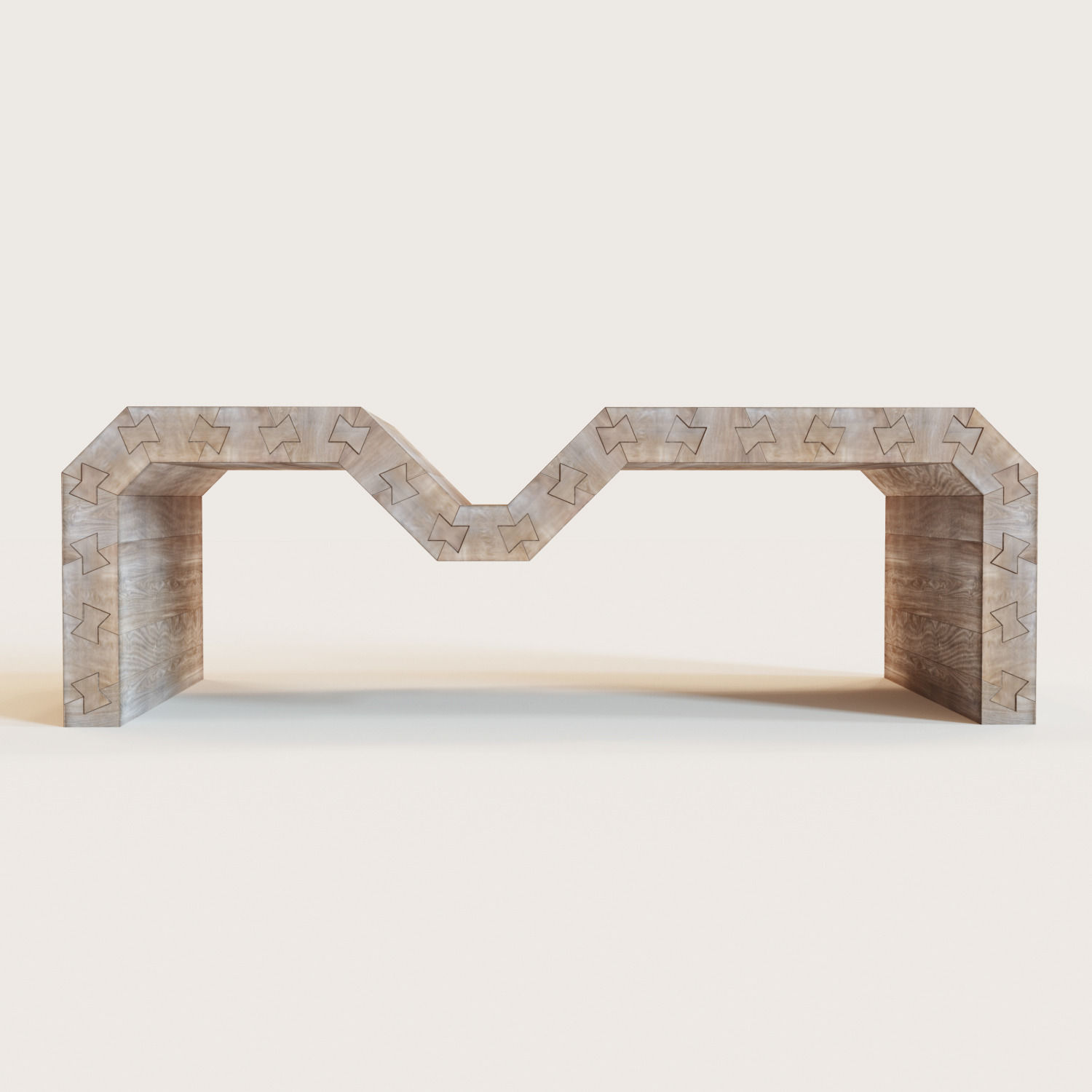 Swallow coffee table made out of wood Low-poly 3D model_1