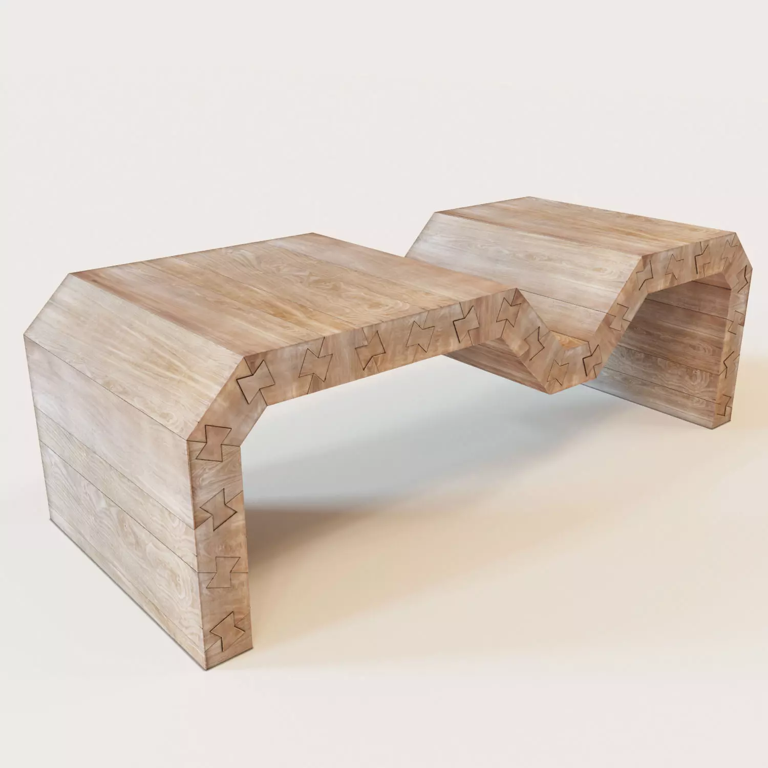 Swallow coffee table made out of wood Low-poly 3D model_0