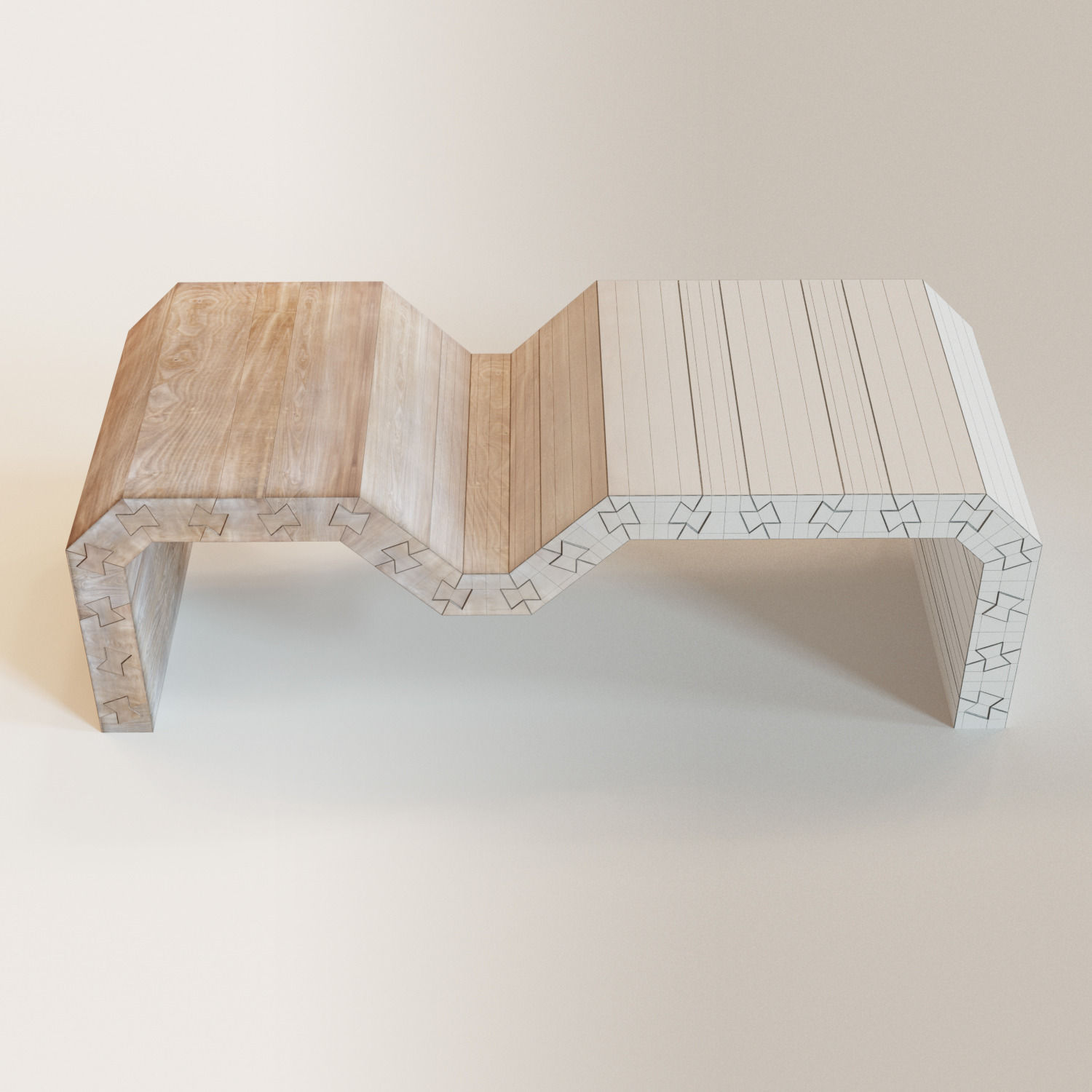Swallow coffee table made out of wood Low-poly 3D model_6