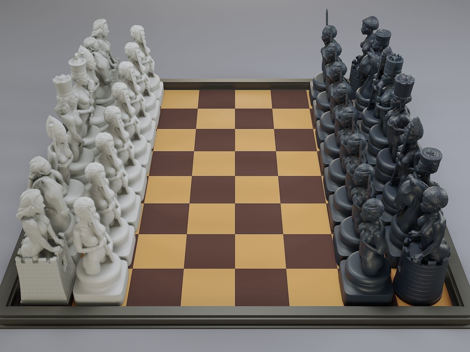 Beautiful Chess Female 3D print model_3