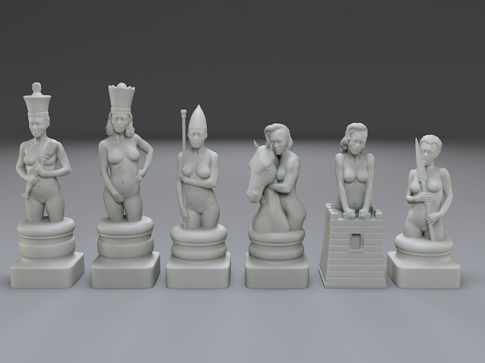 Beautiful Chess Female 3D print model_8