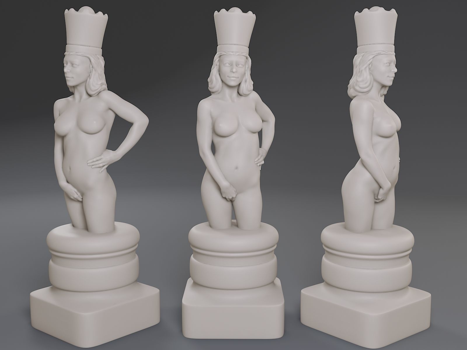 Beautiful Chess Female 3D print model_30