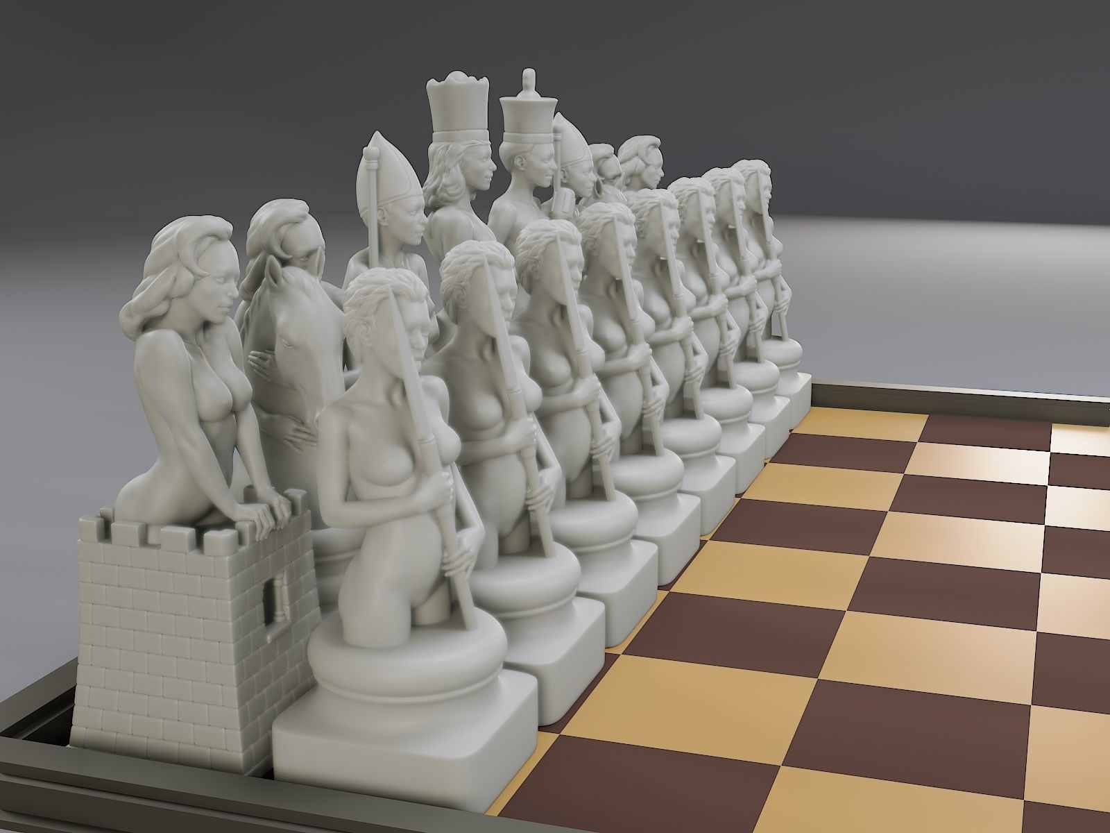 Beautiful Chess Female 3D print model_4