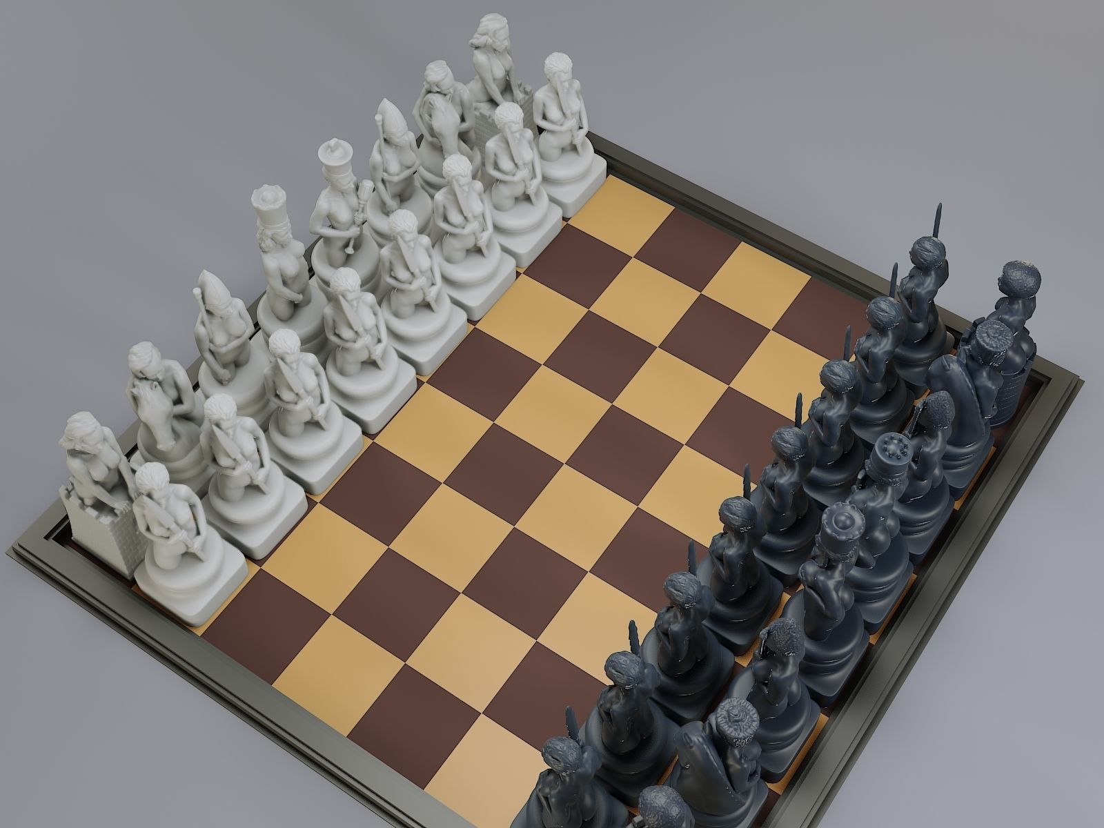 Beautiful Chess Female 3D print model_2