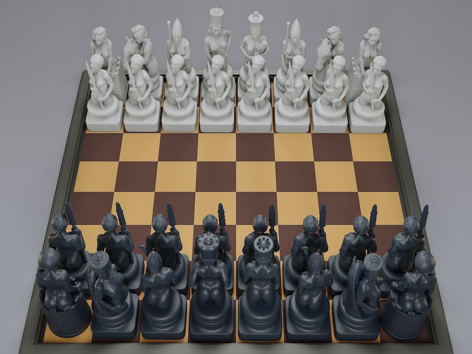Beautiful Chess Female 3D print model_1