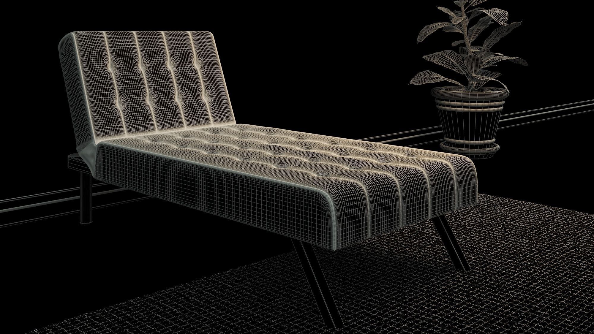 Chaise Lounger Low-poly 3D model_2