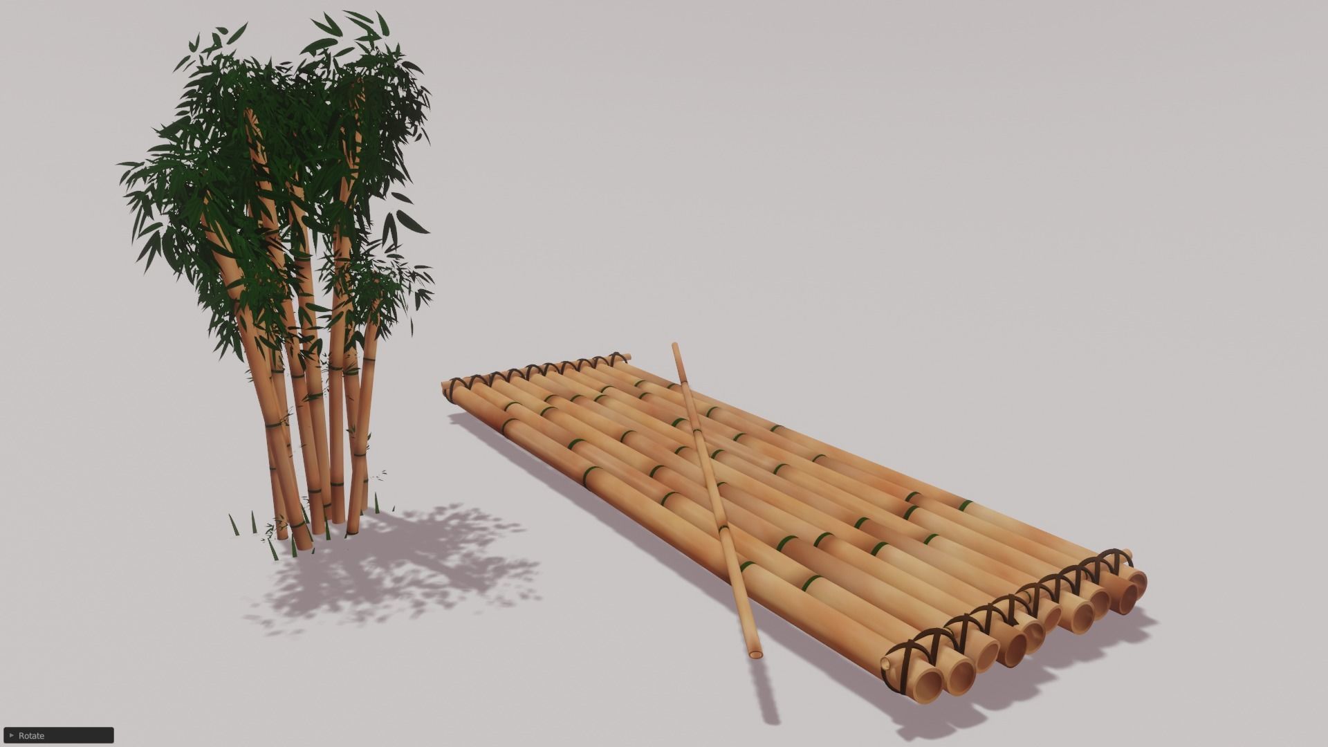 Bamboo Tree Raft Scene 3D model_1
