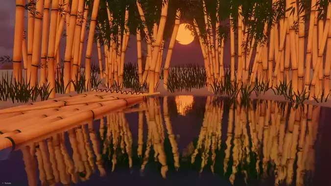 Bamboo Tree Raft Scene