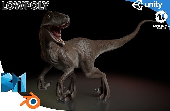 Velociraptor dinosaur Low-poly 3D model