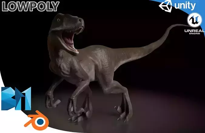 Velociraptor dinosaur Low-poly 3D model