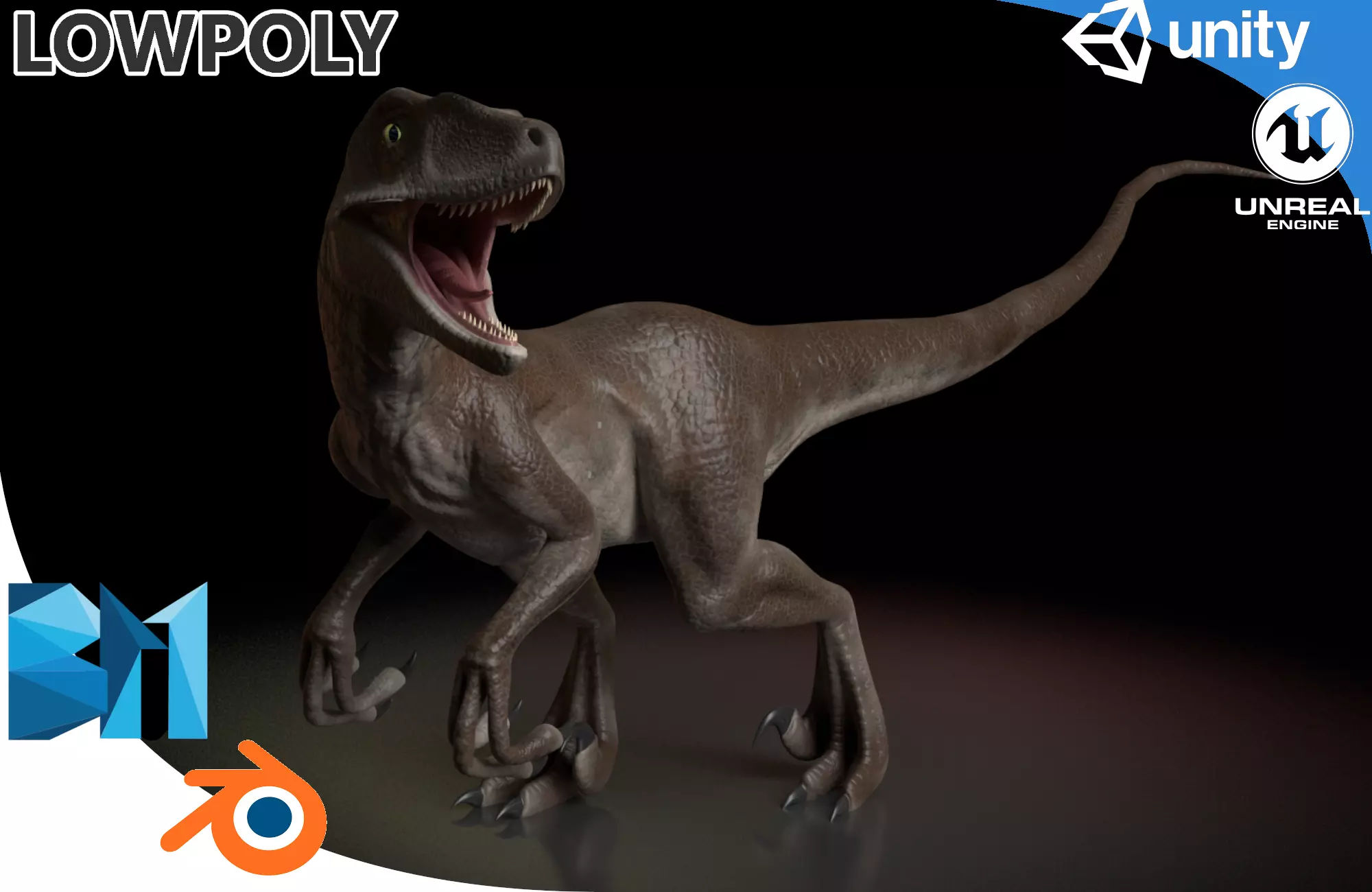 Velociraptor dinosaur Low-poly 3D model_0