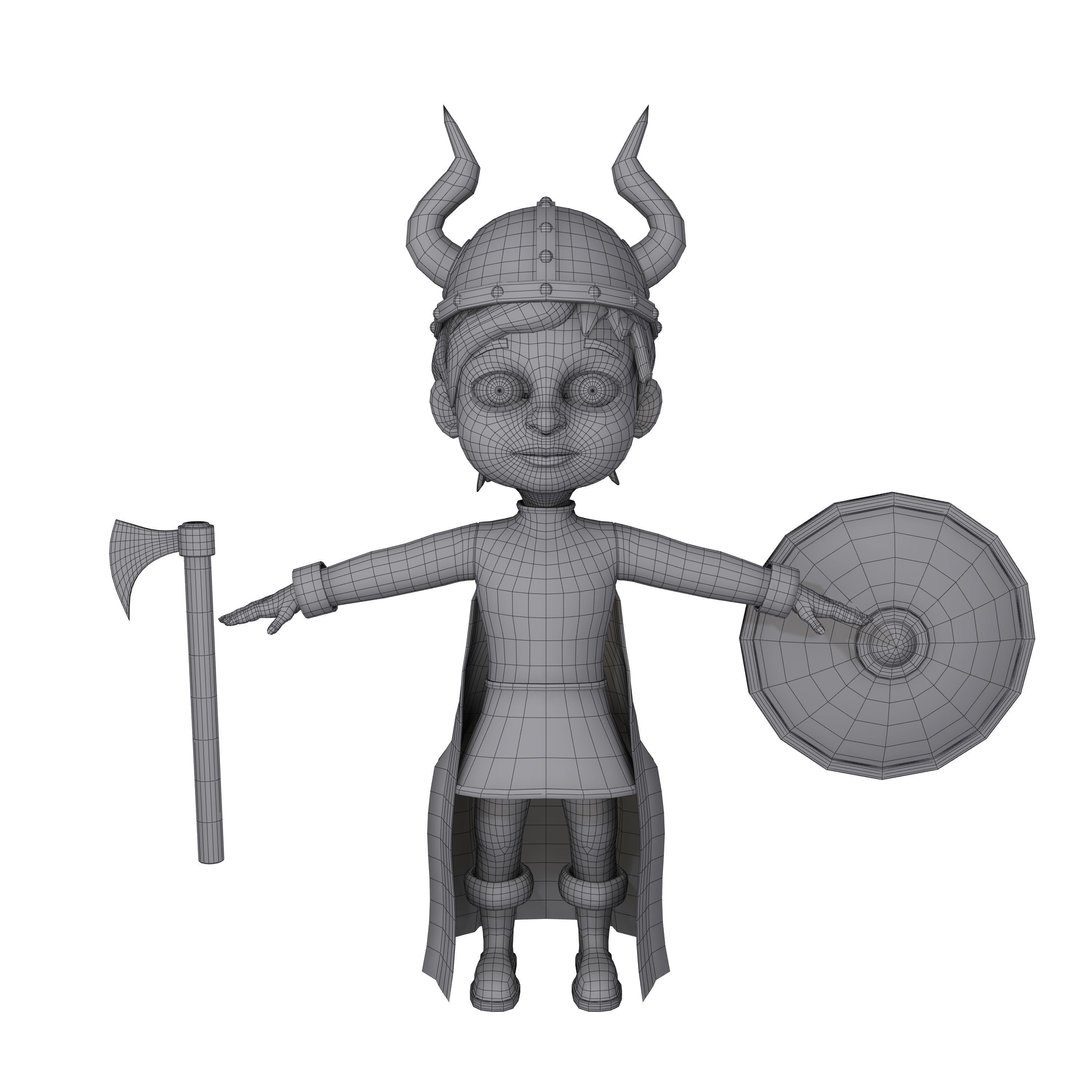 Viking Boy Cartoon 3D model_4