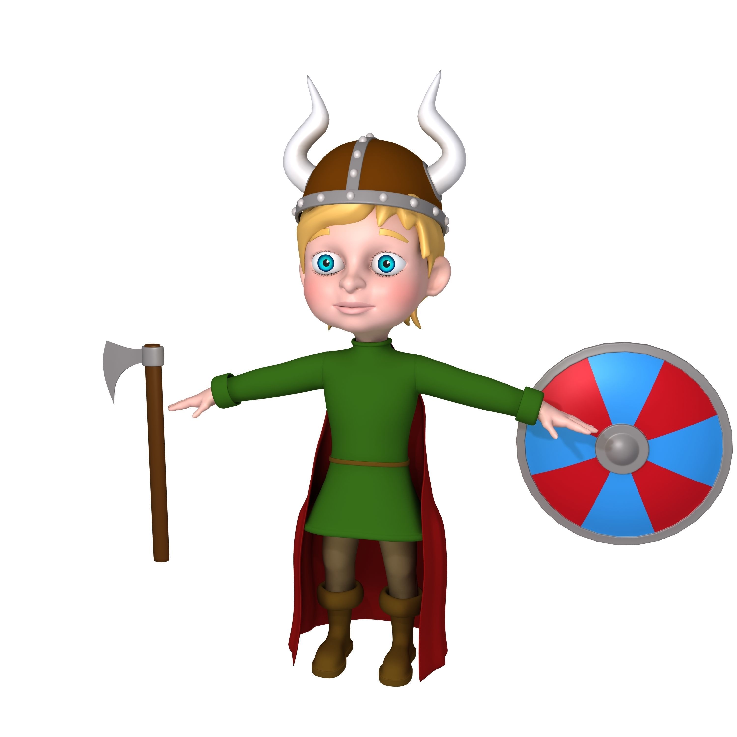 Viking Boy Cartoon 3D model_3
