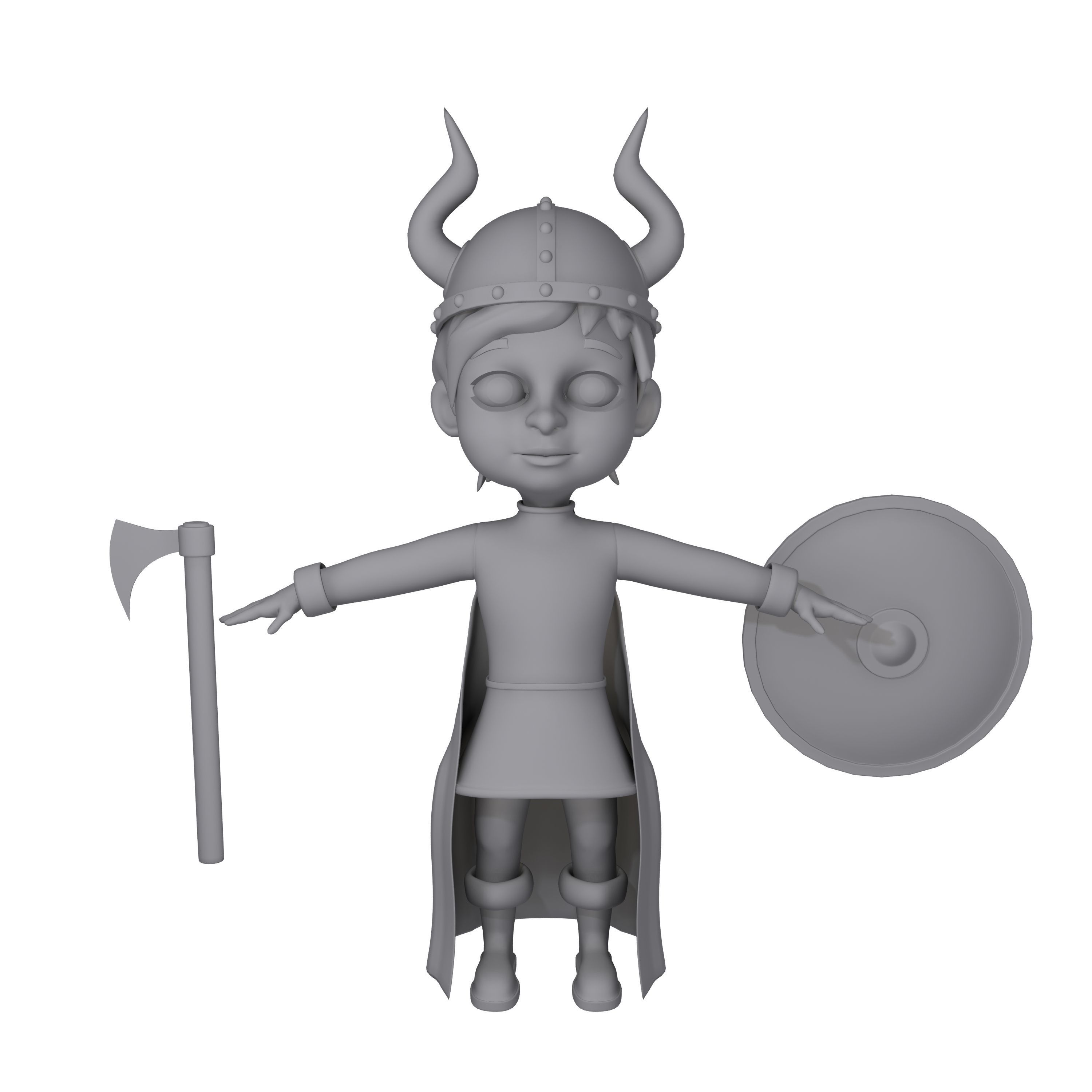Viking Boy Cartoon 3D model_8