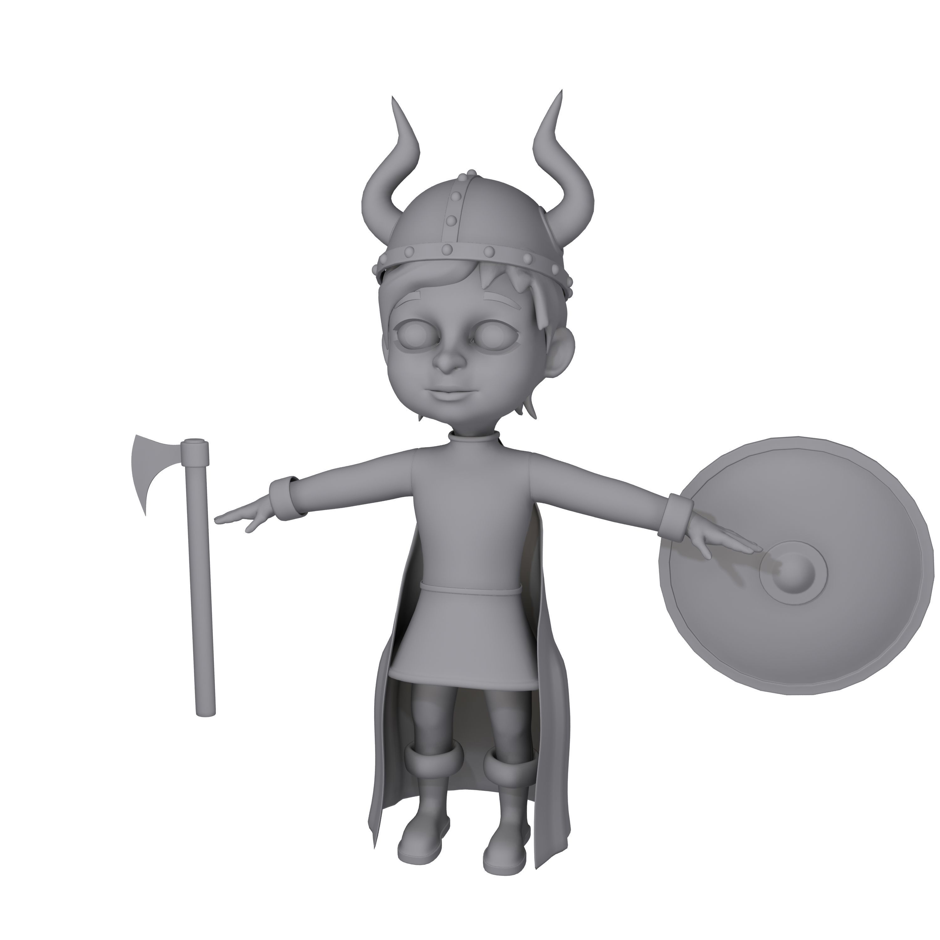 Viking Boy Cartoon 3D model_11