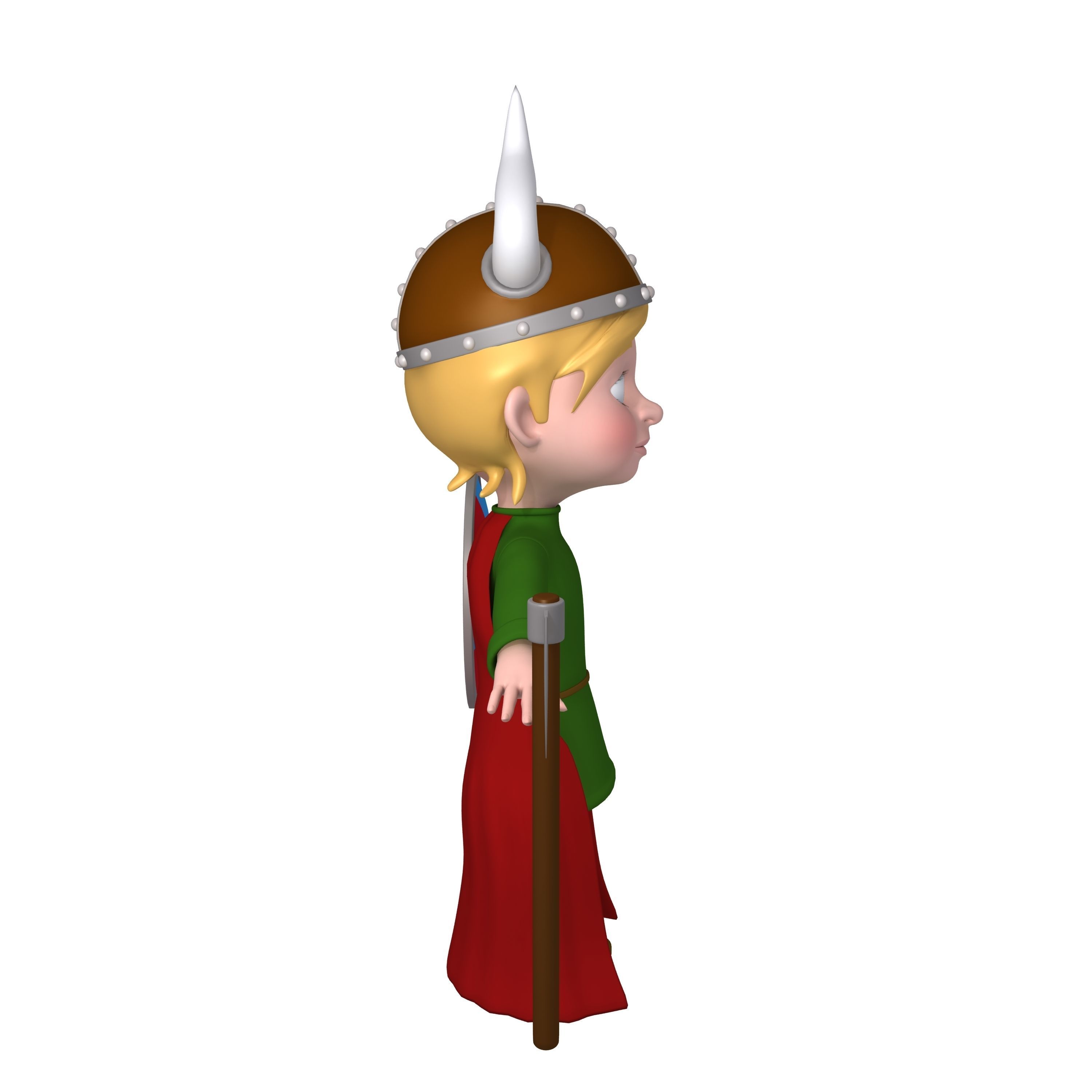 Viking Boy Cartoon 3D model_1