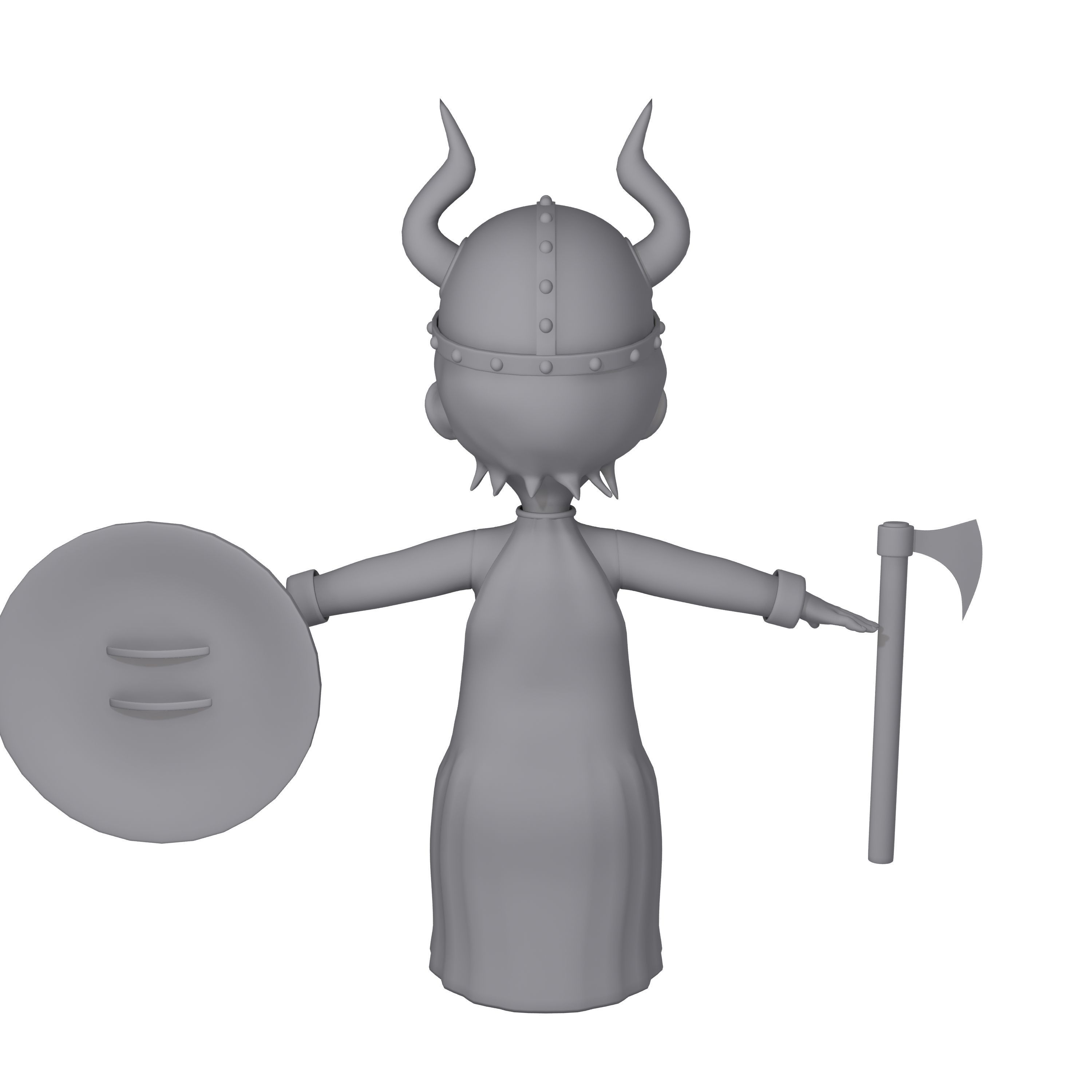 Viking Boy Cartoon 3D model_10
