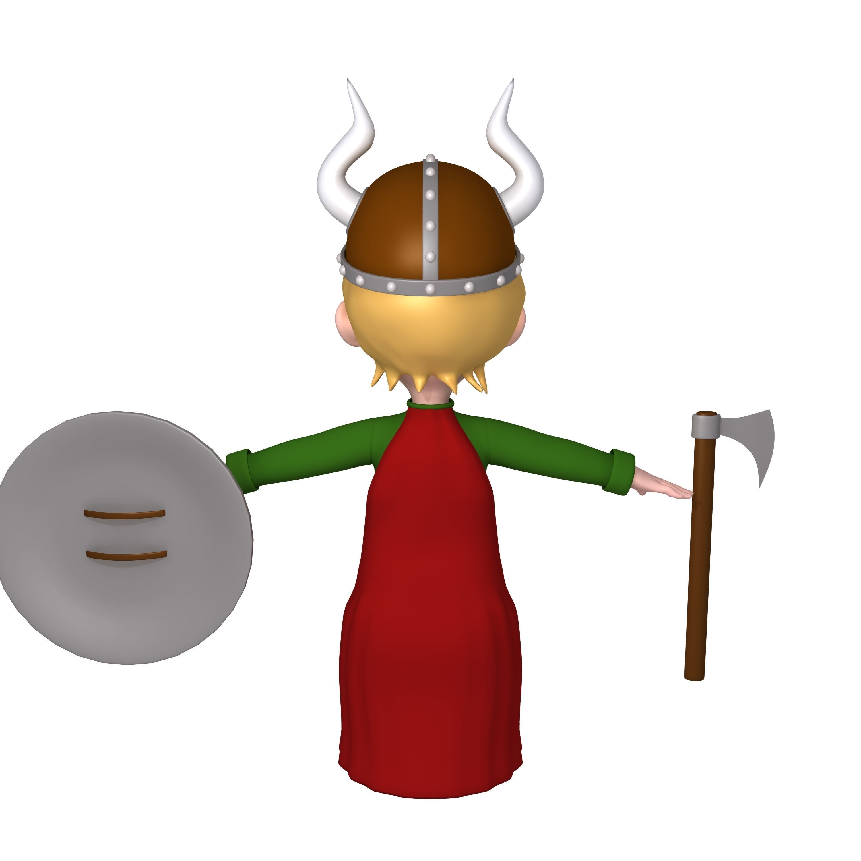 Viking Boy Cartoon 3D model_2