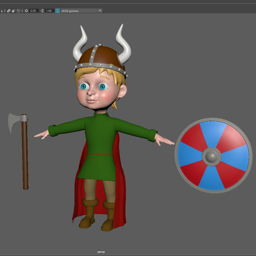 Viking Boy Cartoon 3D model_12