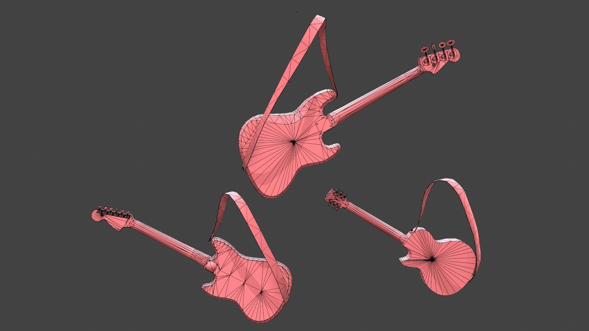 Guitar three guitars 3D model_6
