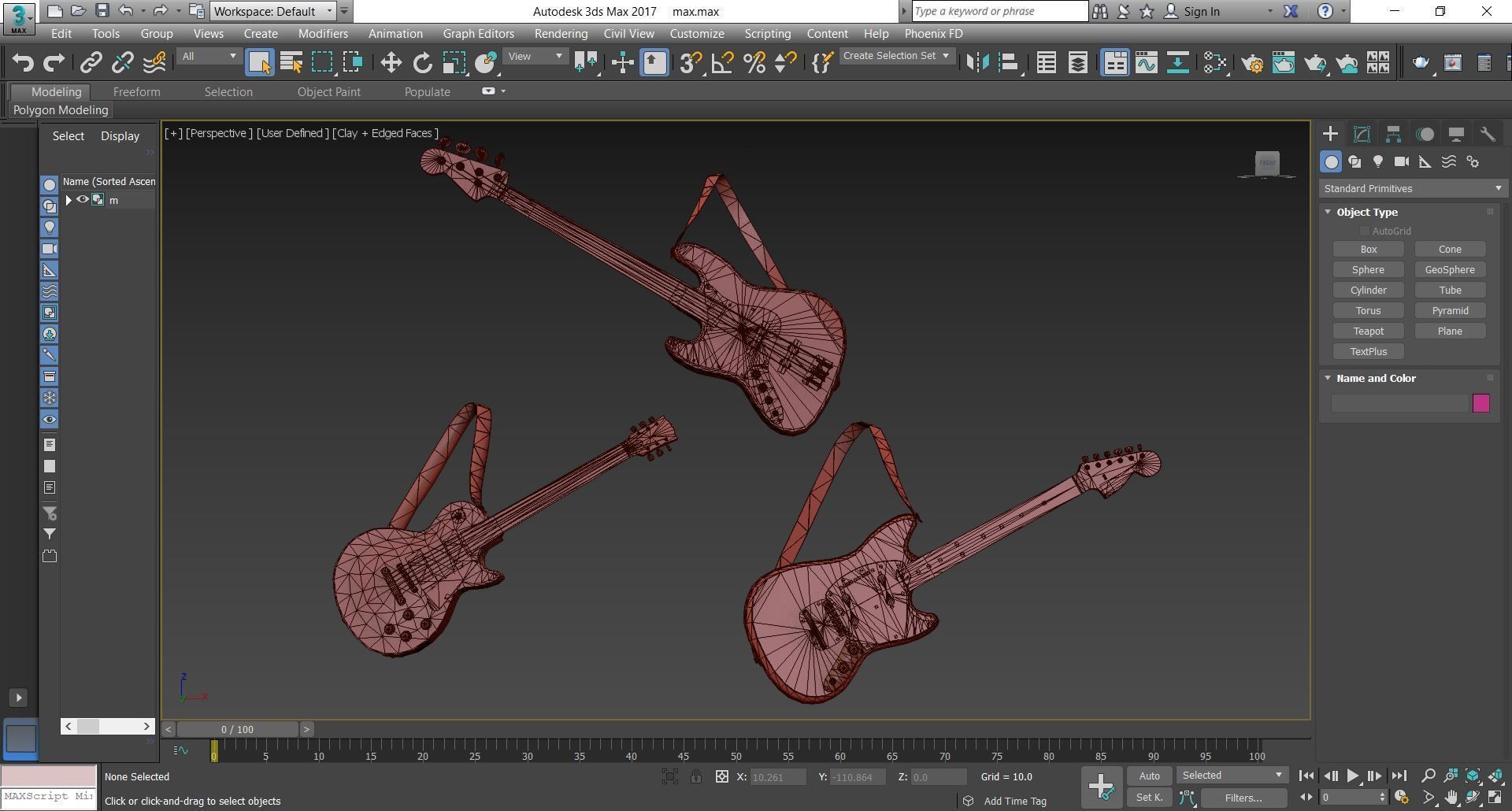 Guitar three guitars 3D model_2